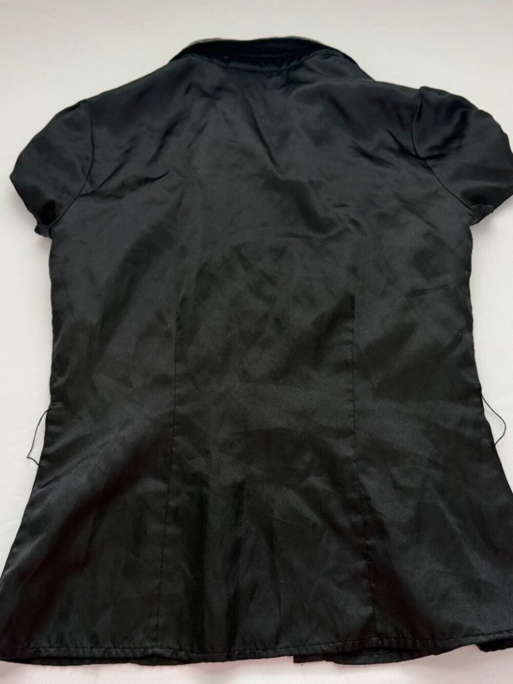Rampage Black Satin Button Up Blouse Women Medium Business Casual Work Top - Picture 5 of 8